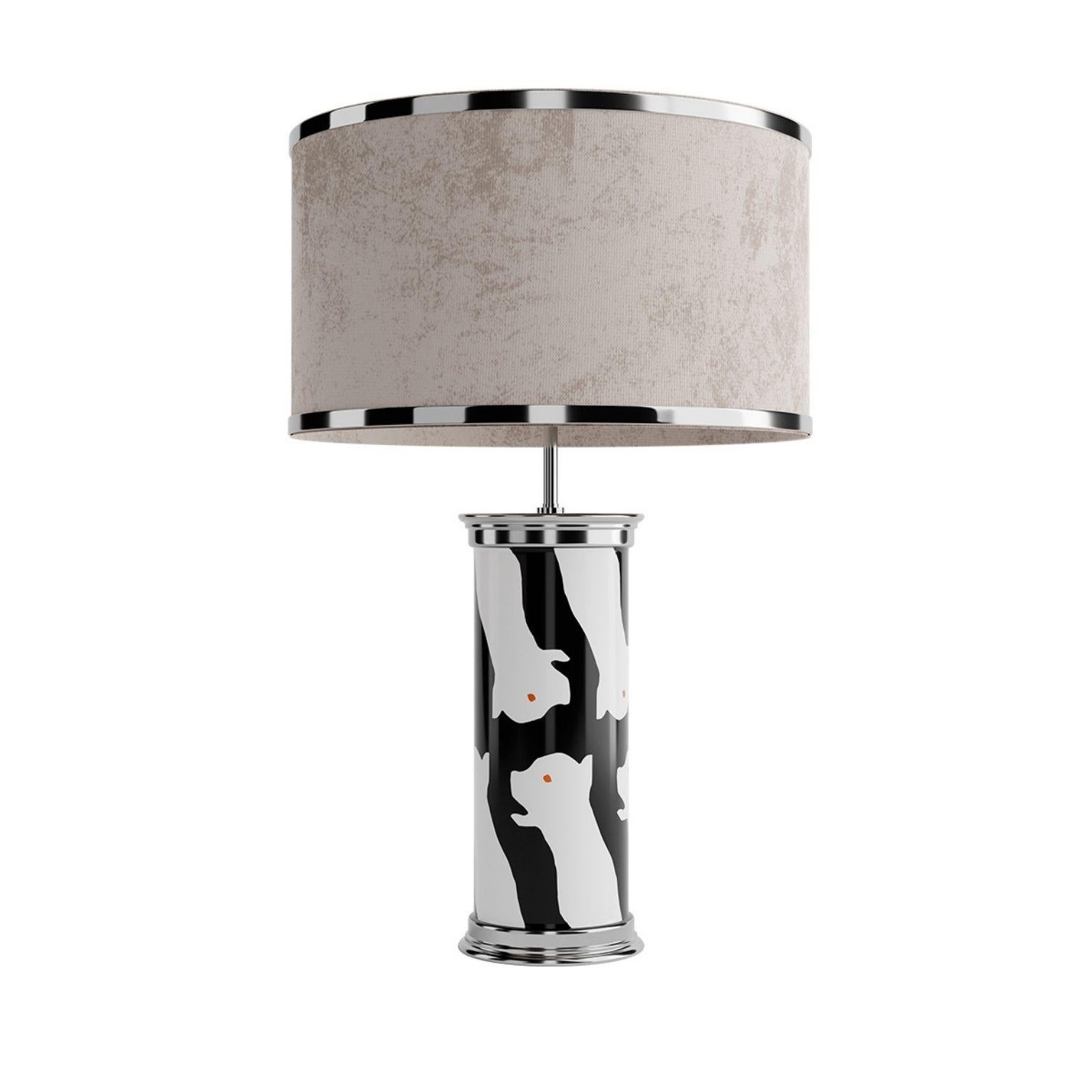 Hand-Painted Eclipse Table Lamp, an Handmade Grey, Black and White Decor Lamp

Eclipse table lamp is the game-changing of your home decor; an extraordinary personification of beauty and drama in a decor lamp. The hand-painted base is inspired by a
