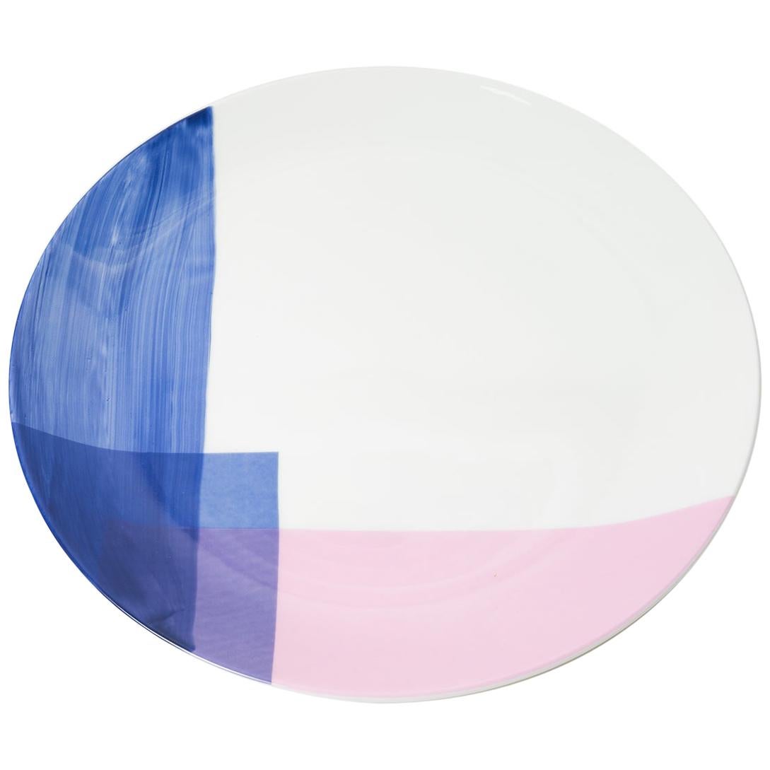 Hand Painted Enamel Colour Dinner Plate with Silk Screen Decal For Sale