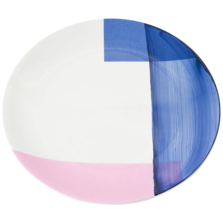 Hand Painted Enamel Colour Salad Plate with Silk Screen Decal For Sale