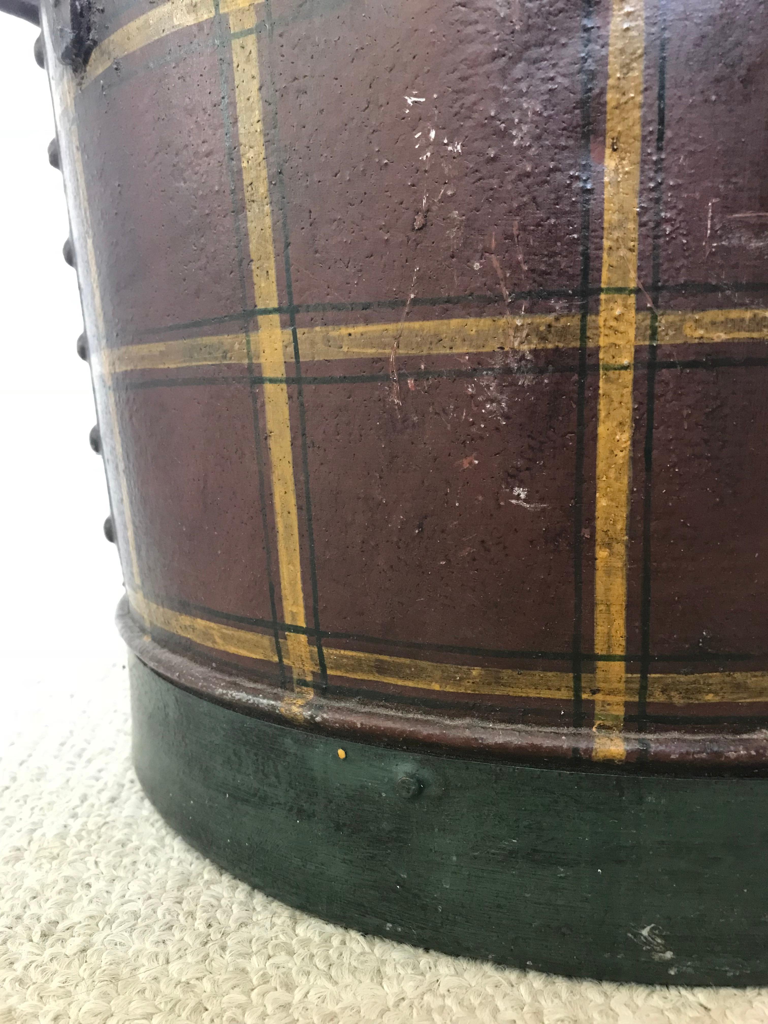 Tin Hand-Painted English Bucket for Logs or Plants