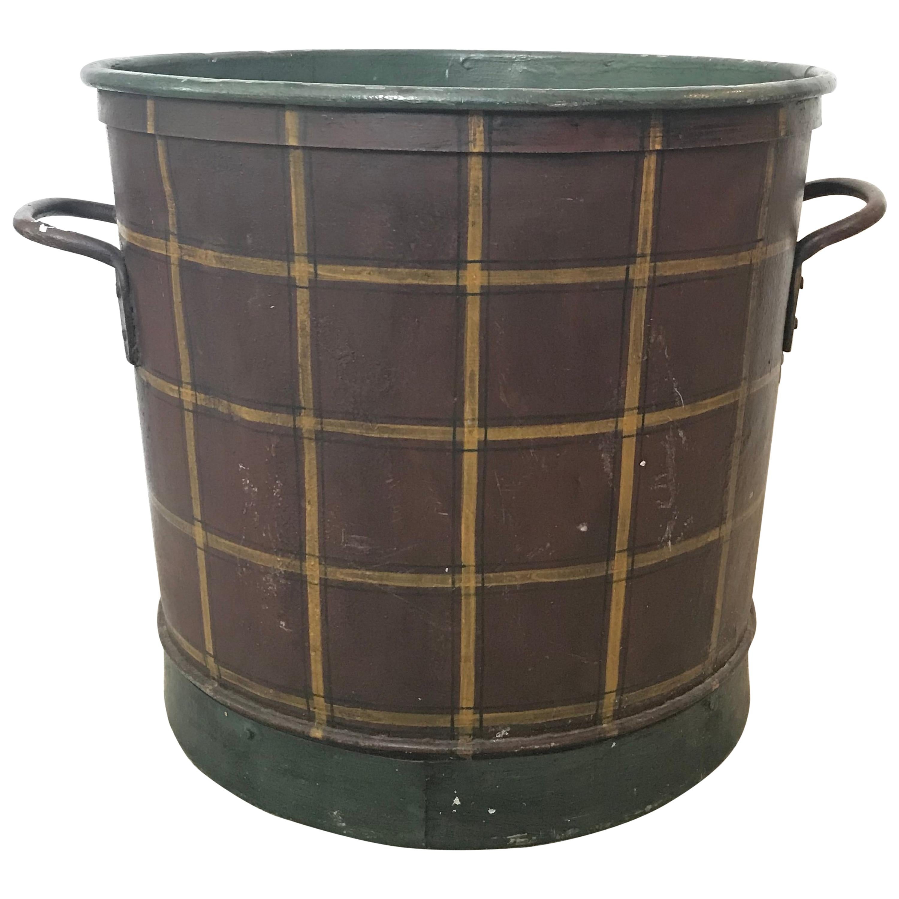 Hand-Painted English Bucket for Logs or Plants