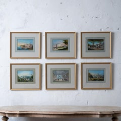 Hand-Painted Engravings of Wiesbaden after Jan Simon Voddiggel, 1852