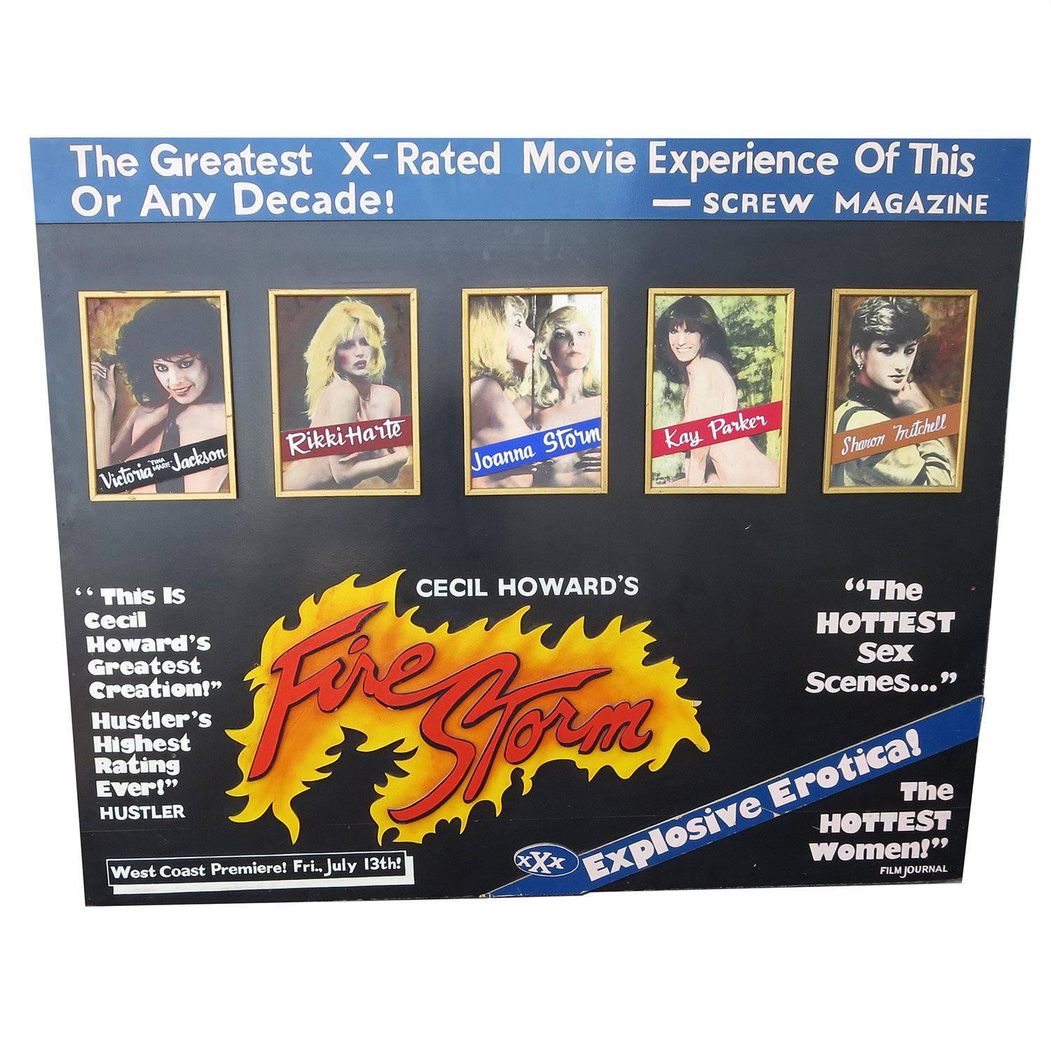 Hand-Painted Erotic Movie Poster for Cecil Howard's "Fire Storm" 1984 For Sale