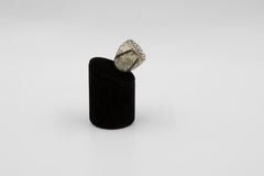 Hand-painted Erotic Scene Silver Gold and Black Diamonds Cocktail Ring