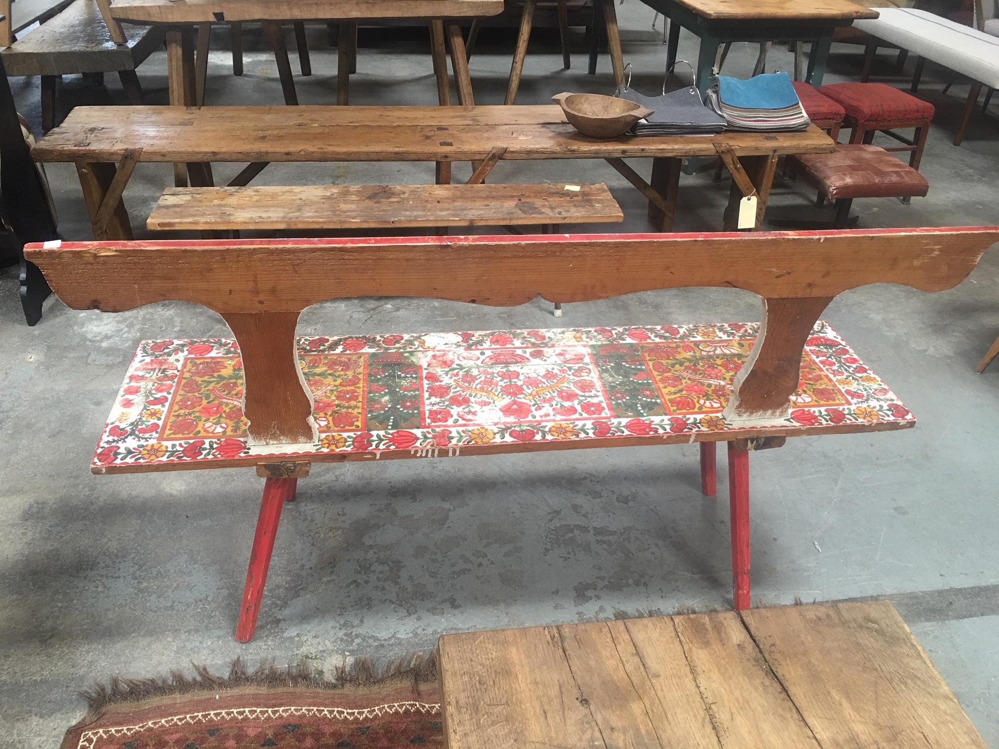 Hand Painted European Bench In Good Condition In Los Angeles, CA