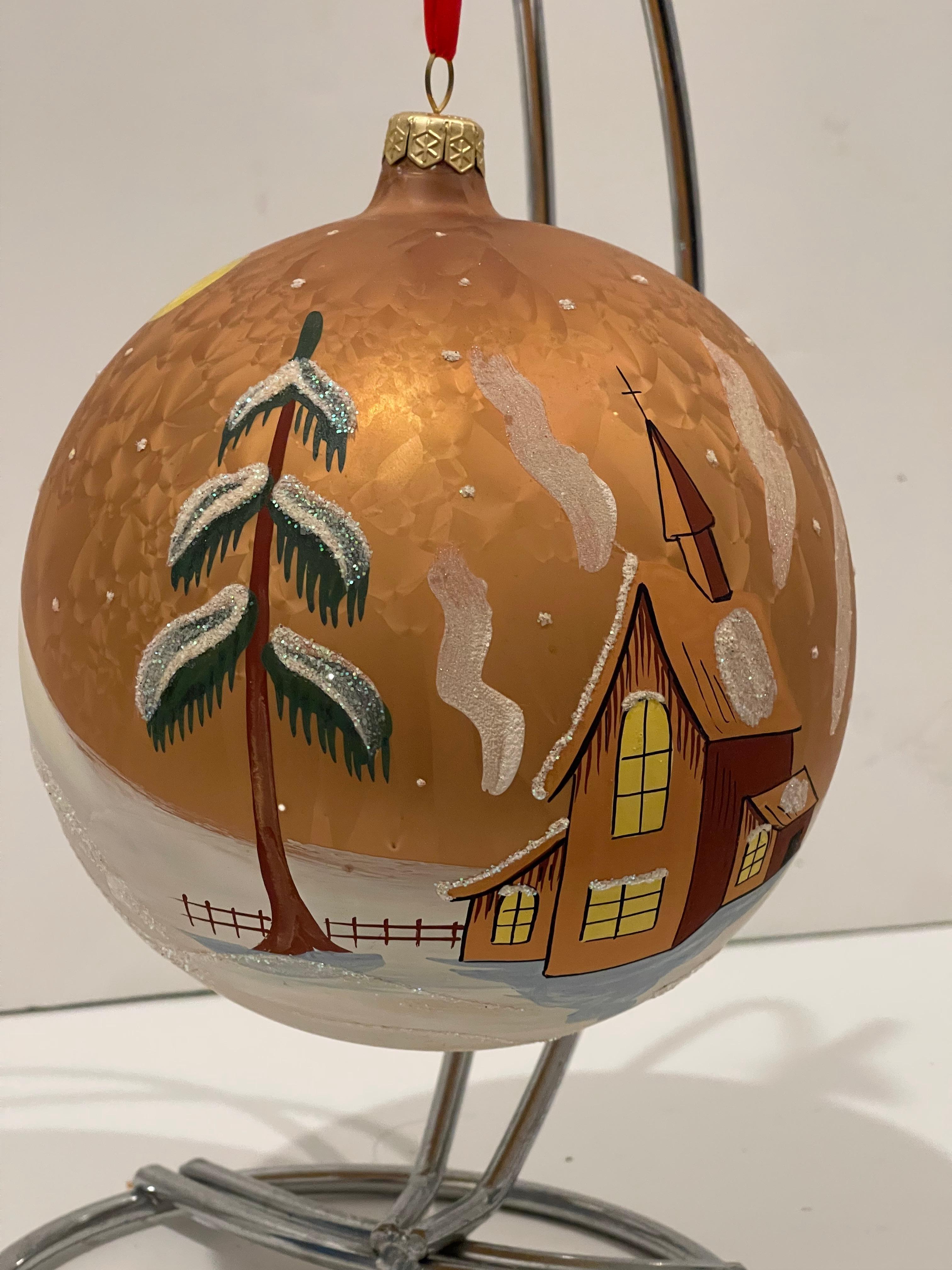 Handgemalte europäische Bliwn Glas Jumbo Urlaub Ornament (Amerikanische Klassik) im Angebot