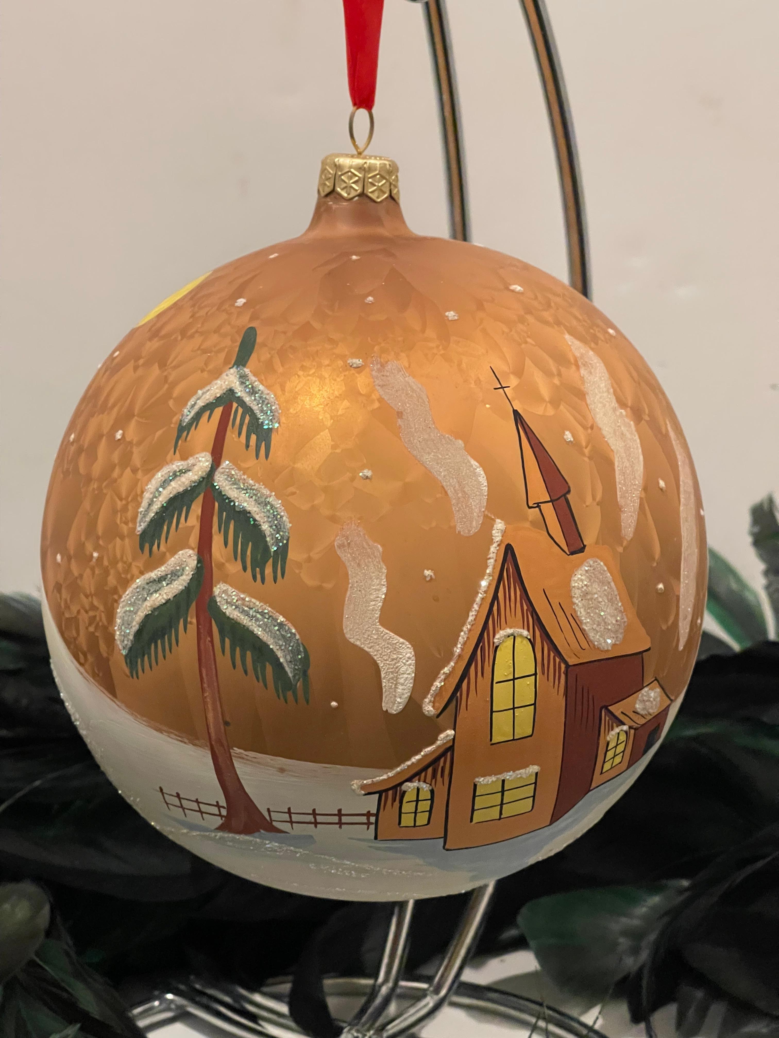 Handgemalte europäische Bliwn Glas Jumbo Urlaub Ornament (Deutsch) im Angebot