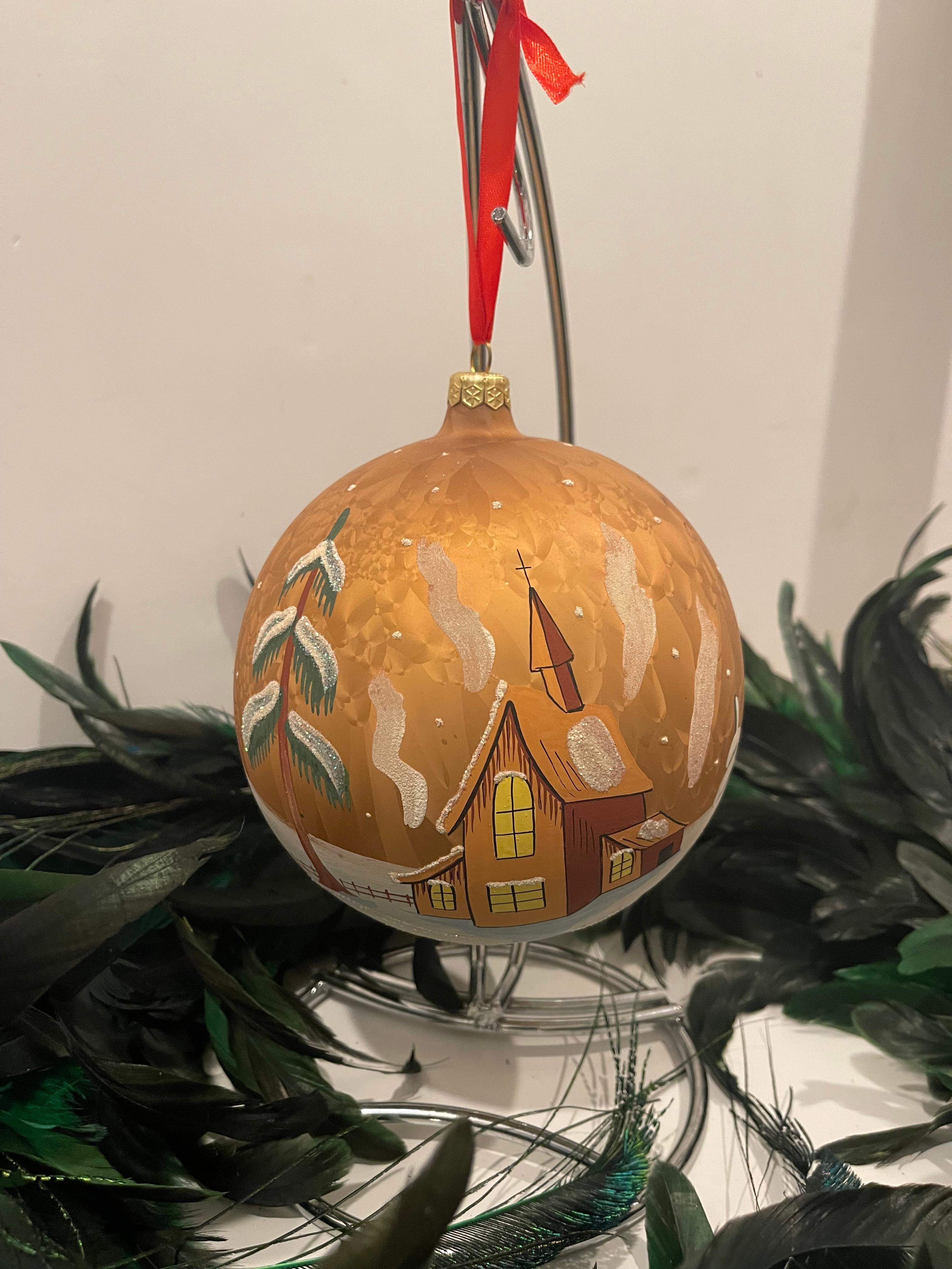 Handgemalte europäische Bliwn Glas Jumbo Urlaub Ornament im Zustand „Gut“ im Angebot in Boca Raton, FL