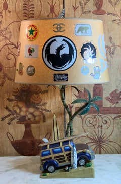 Lampada da tavolo singola eccezionale dipinta a mano