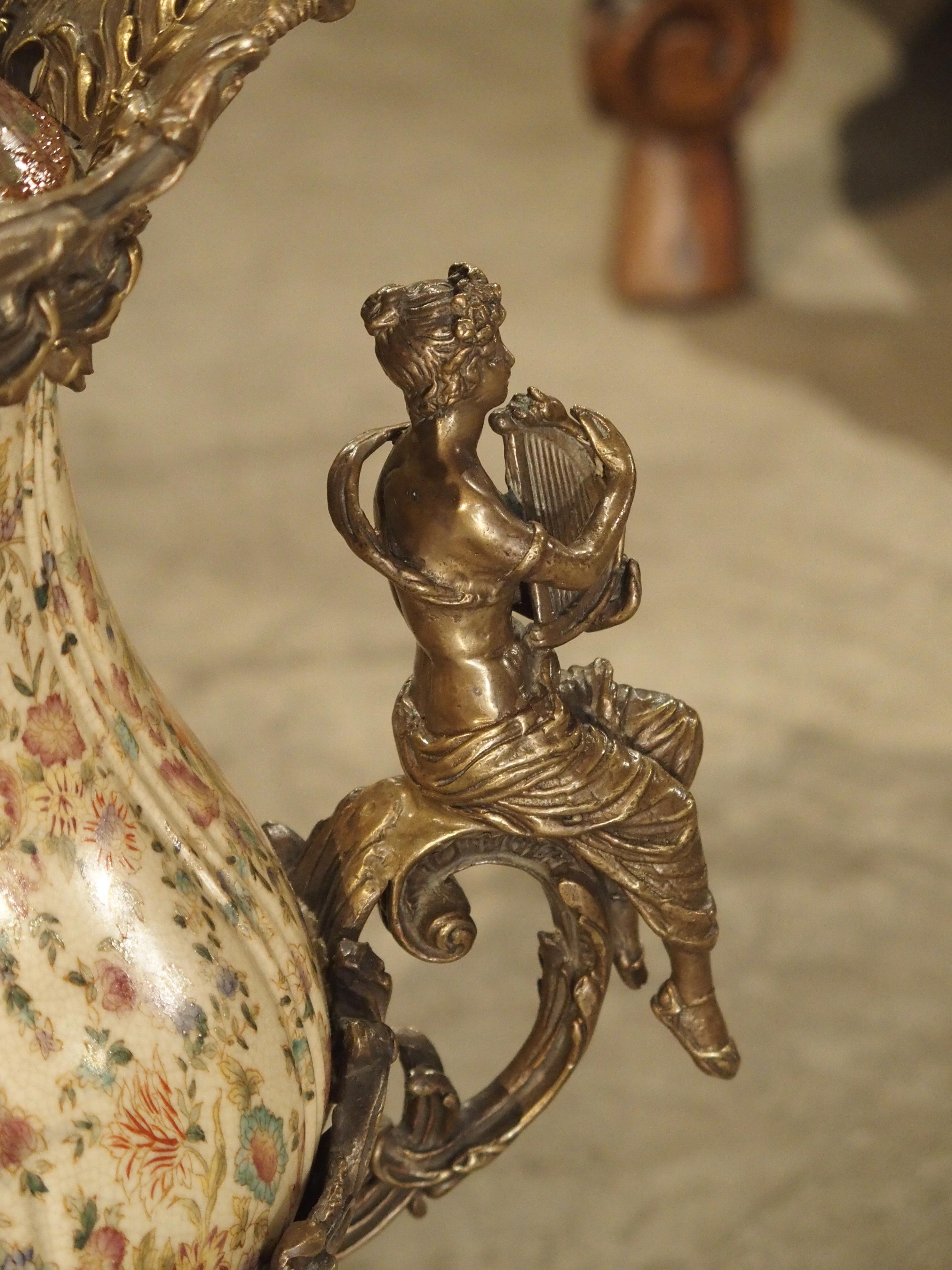 Hand-Painted Faience and Gilt Bronze Mounted Urn 3