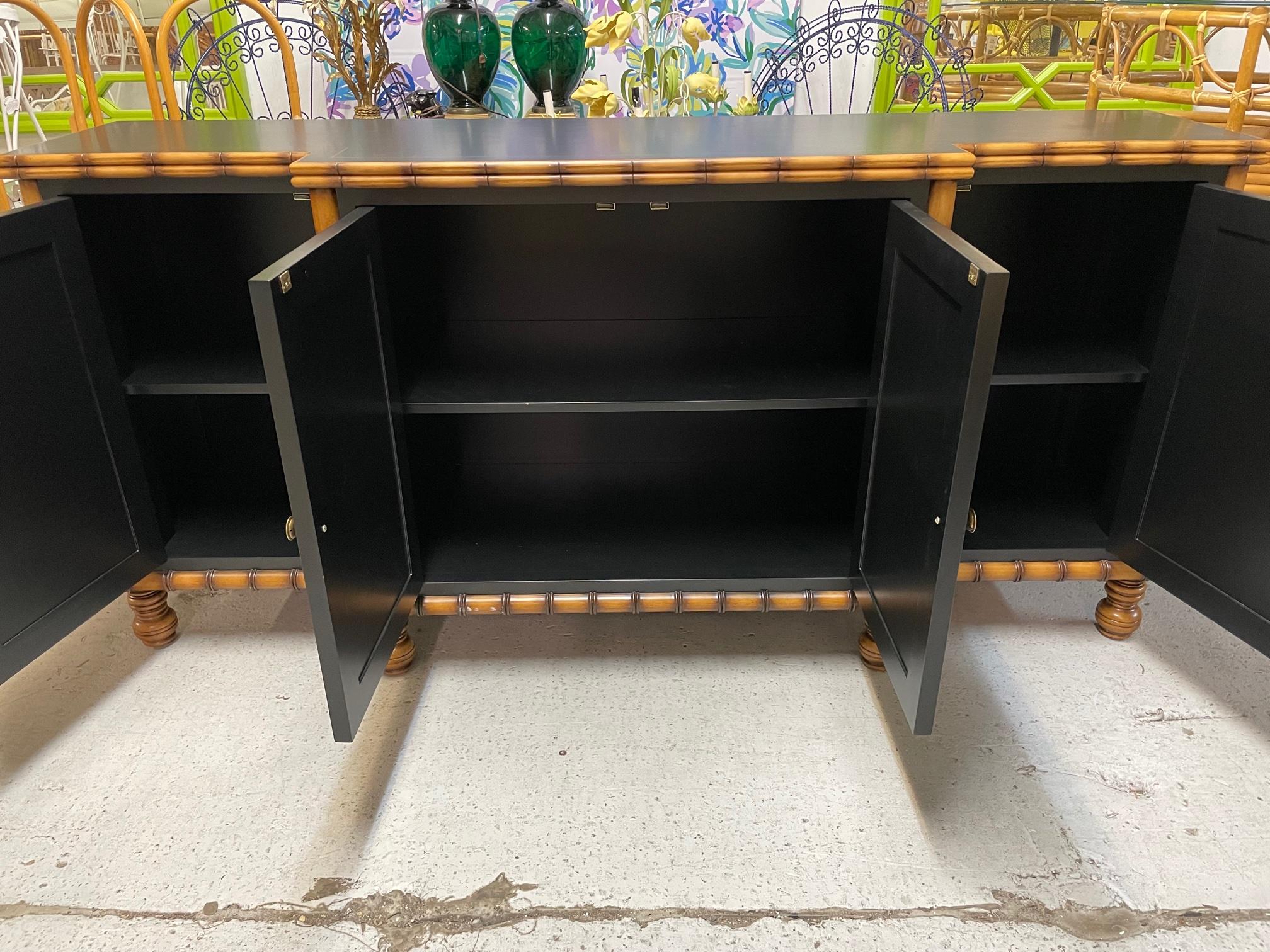 Hand Painted Faux Bamboo Breakfront Credenza 6