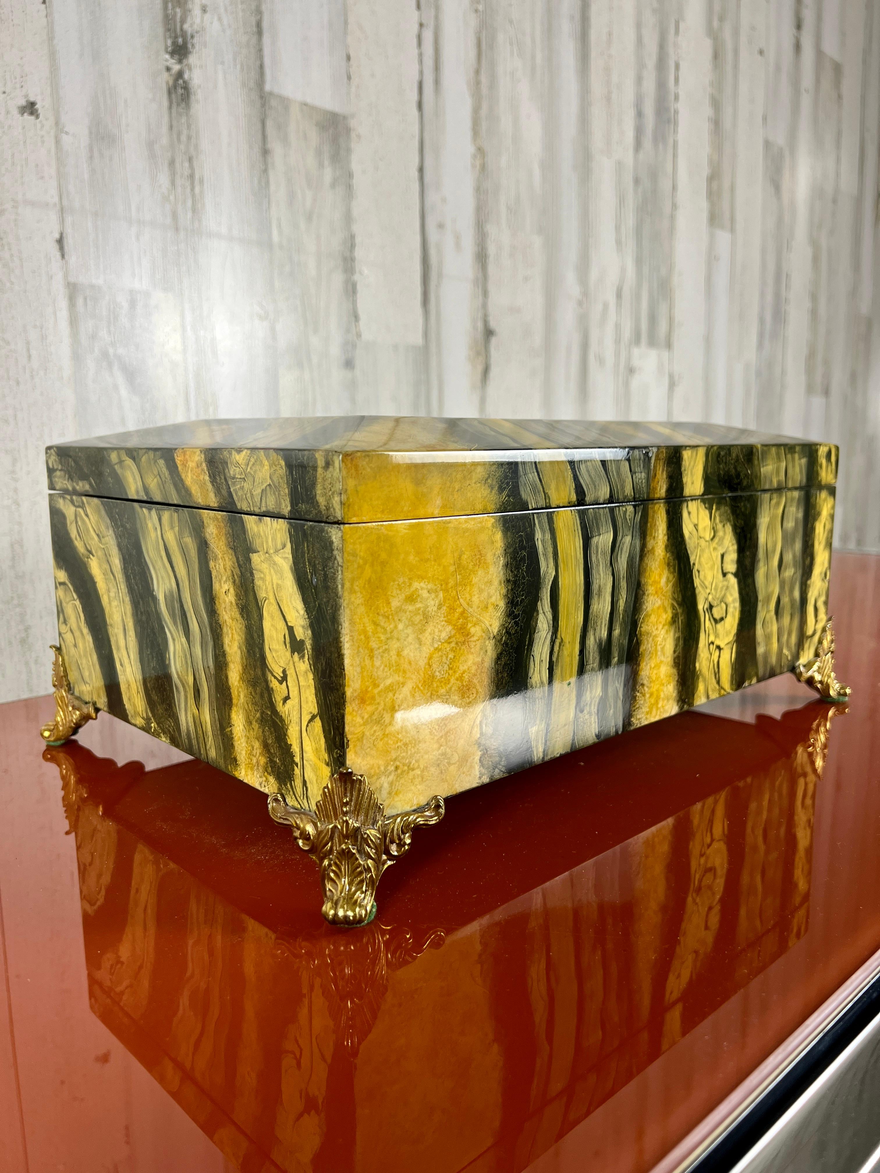 20th Century Hand Painted Faux Onyx Box by Maitland Smith  For Sale