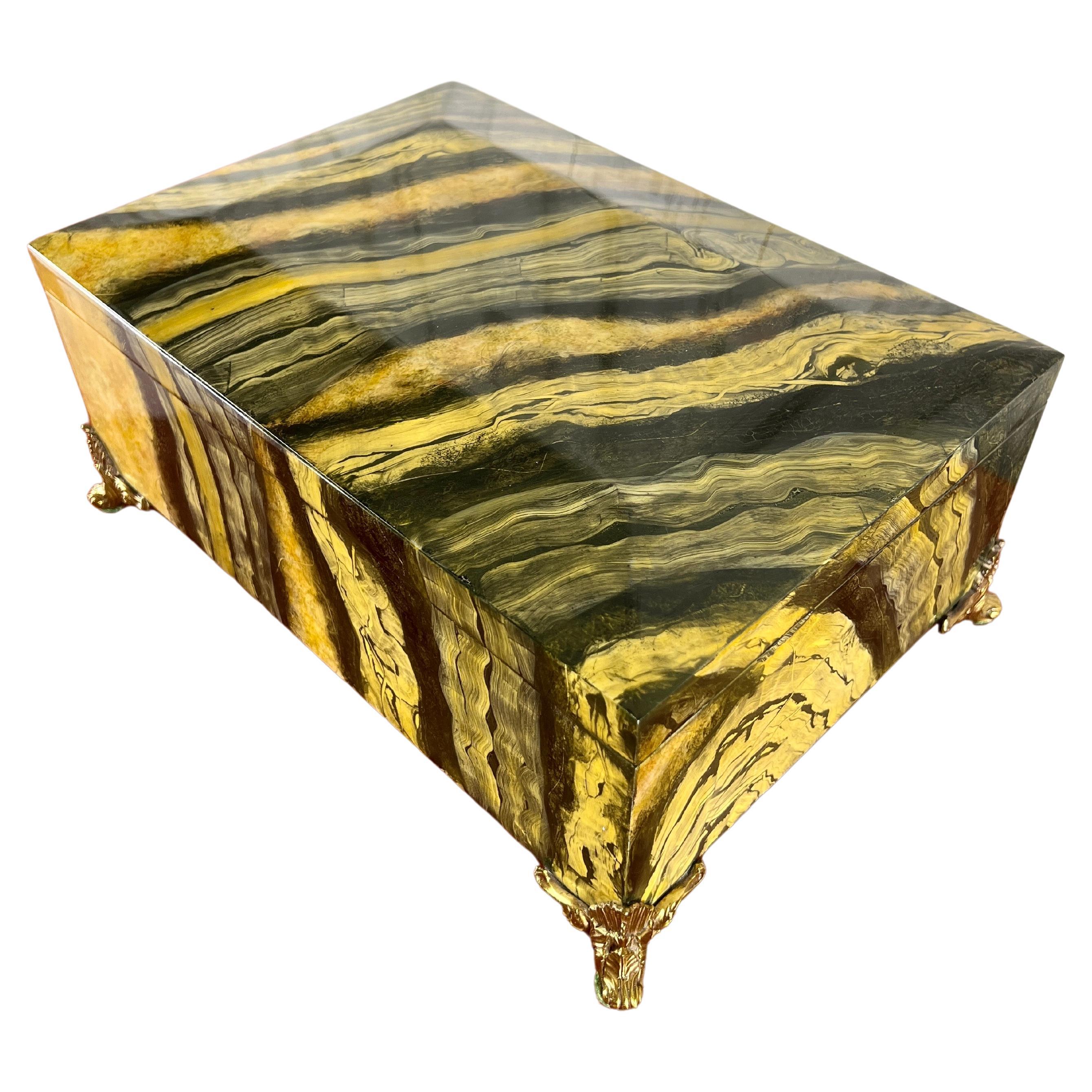 Hand Painted Faux Onyx Box by Maitland Smith  For Sale