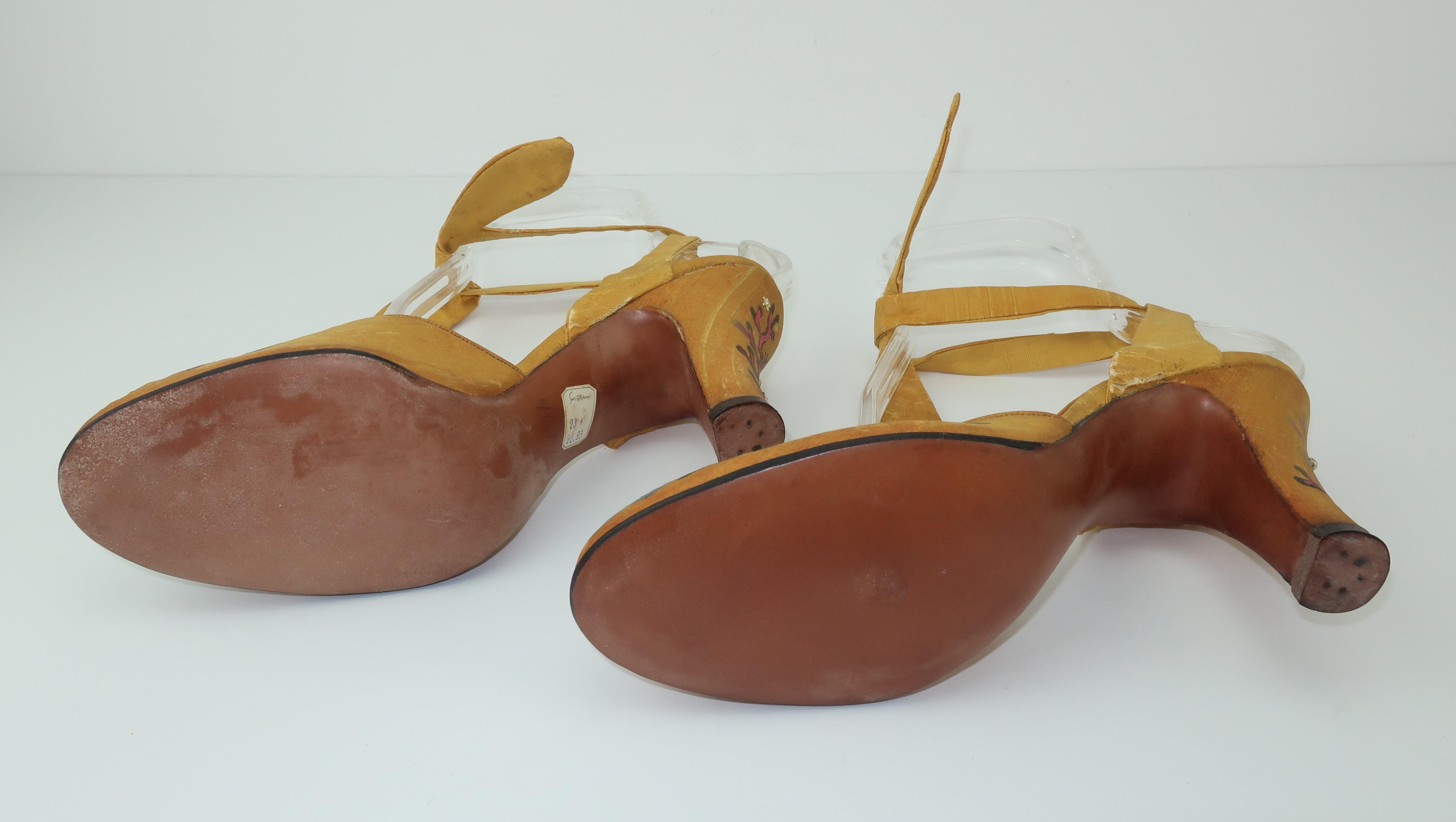 Hand Painted Fenton Silk Shoes For Saks Fifth Avenue, 1930's 2