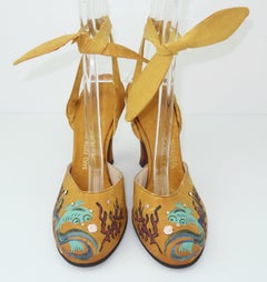 Hand Painted Fenton Silk Shoes For Saks Fifth Avenue, 1930's