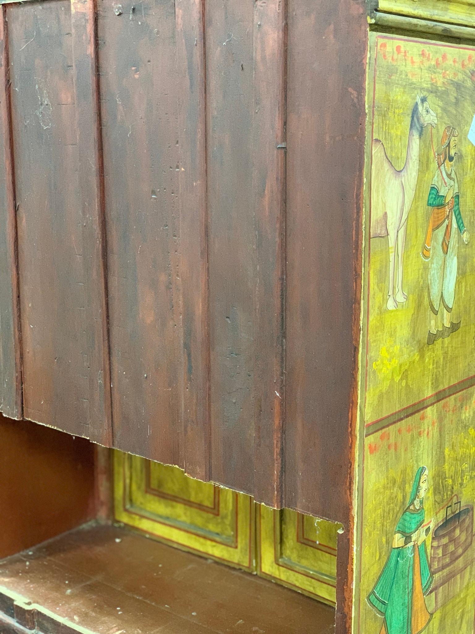 Hand Painted Figurative Cupboard Small Armoire Cabinet Almirah, India 1