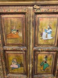 Hand Painted Figurative Cupboard Small Armoire Cabinet Almirah, India