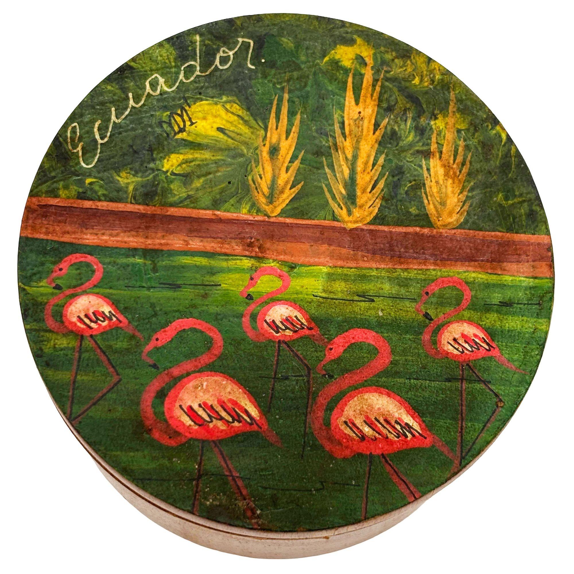 Original late 1940s hand-painted flamingo scenic 