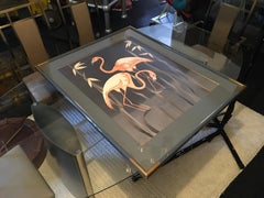 Hand Painted Flamingo's on Silk