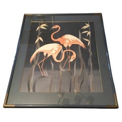 Hand Painted Flamingo's on Silk