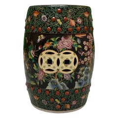 Hand Painted Floral Chinoiserie Garden Stool