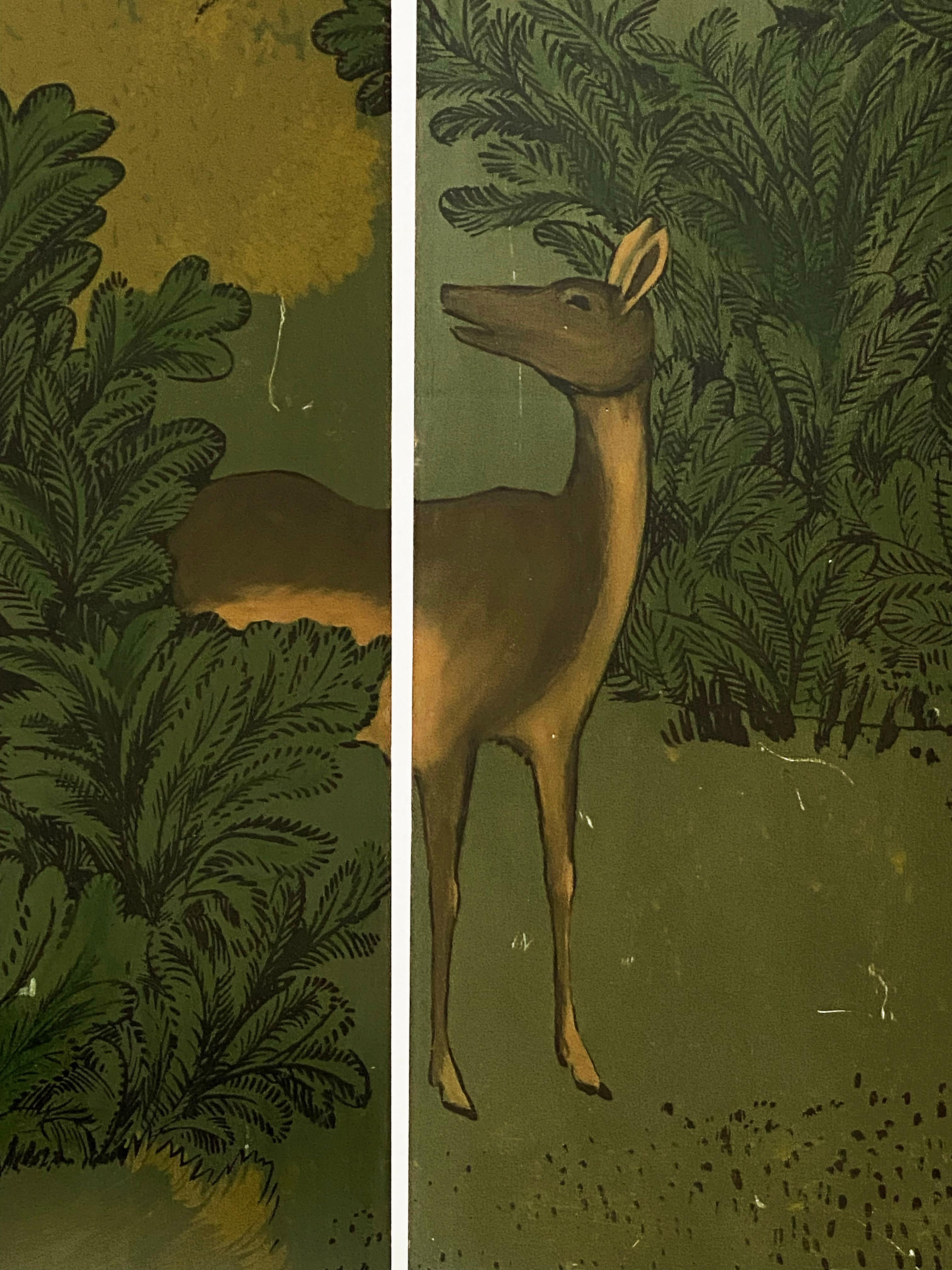 Séparateur de pièce à trois panneaux peint à la main et représentant un faune floral par ROOMS Italie en vente 3