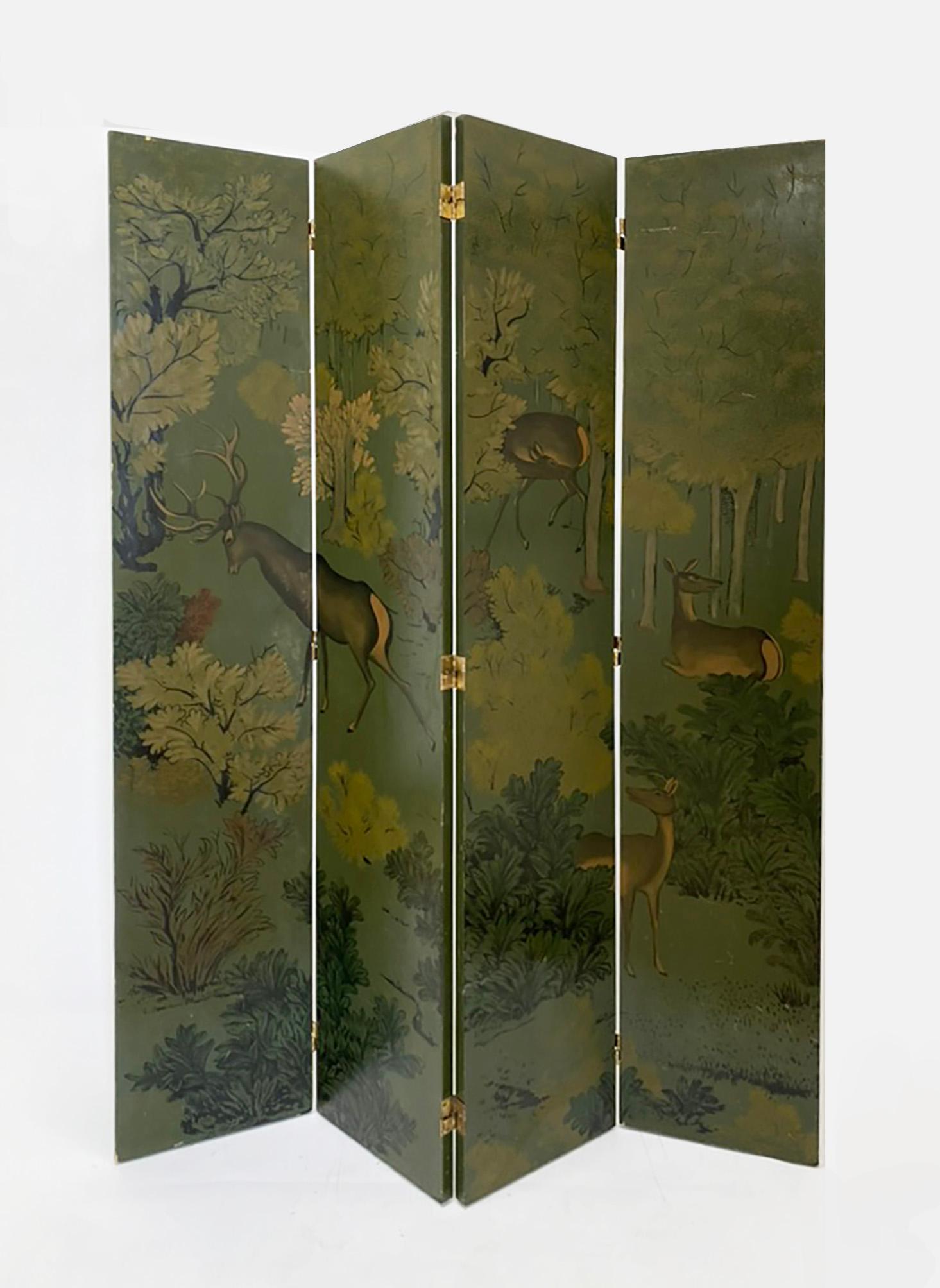Séparateur de pièce à trois panneaux peint à la main et représentant un faune floral par ROOMS Italie en vente 6