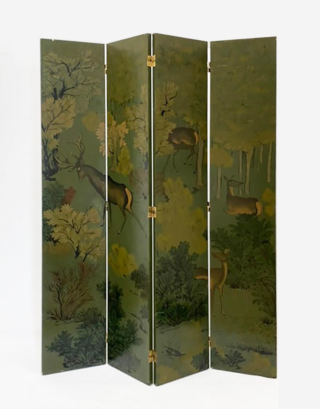 Séparateur de pièce à trois panneaux peint à la main et représentant un faune floral par ROOMS Italie en vente 7