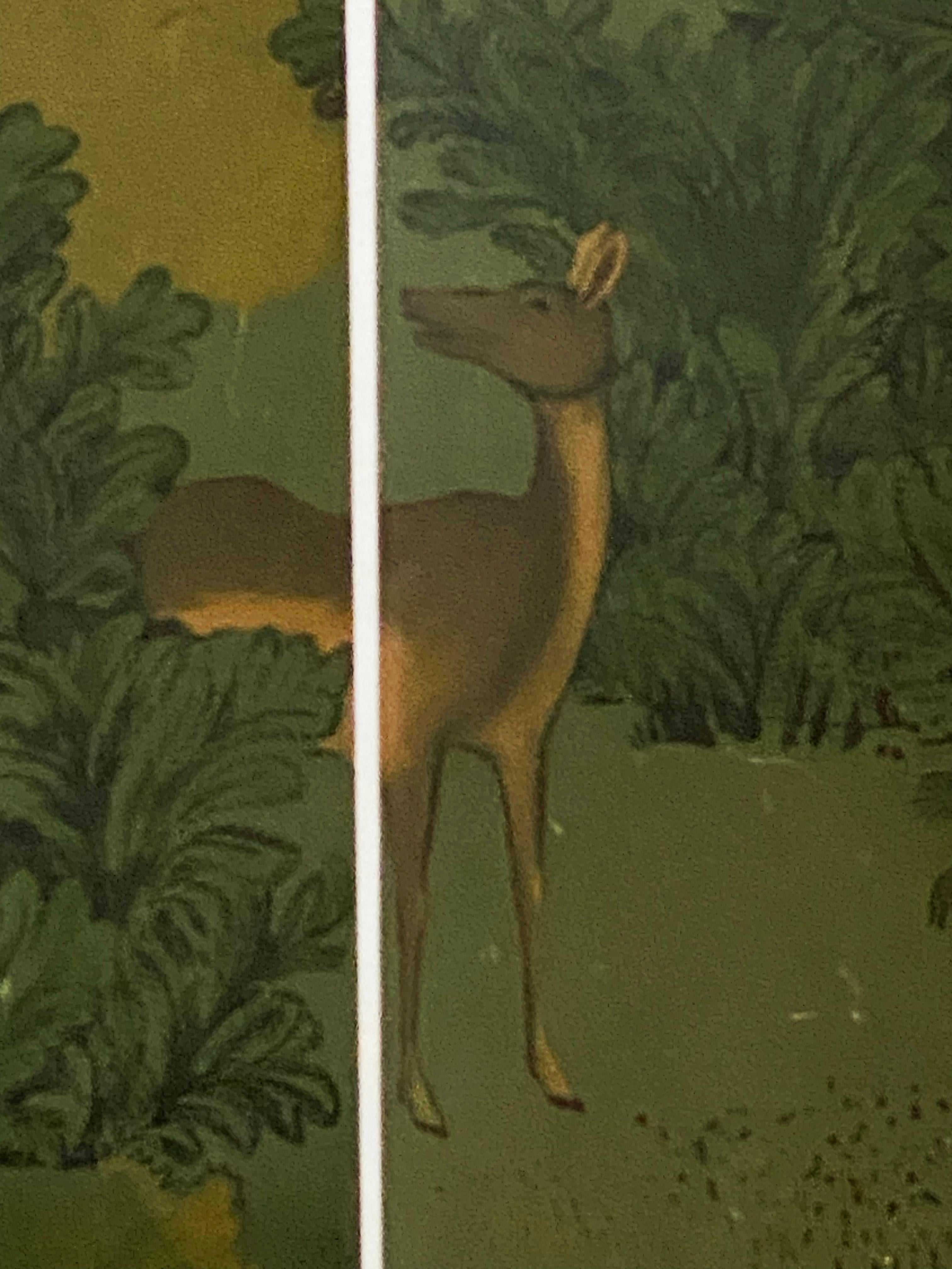 Séparateur de pièce à trois panneaux peint à la main et représentant un faune floral par ROOMS Italie Bon état - En vente à Minneapolis, MN