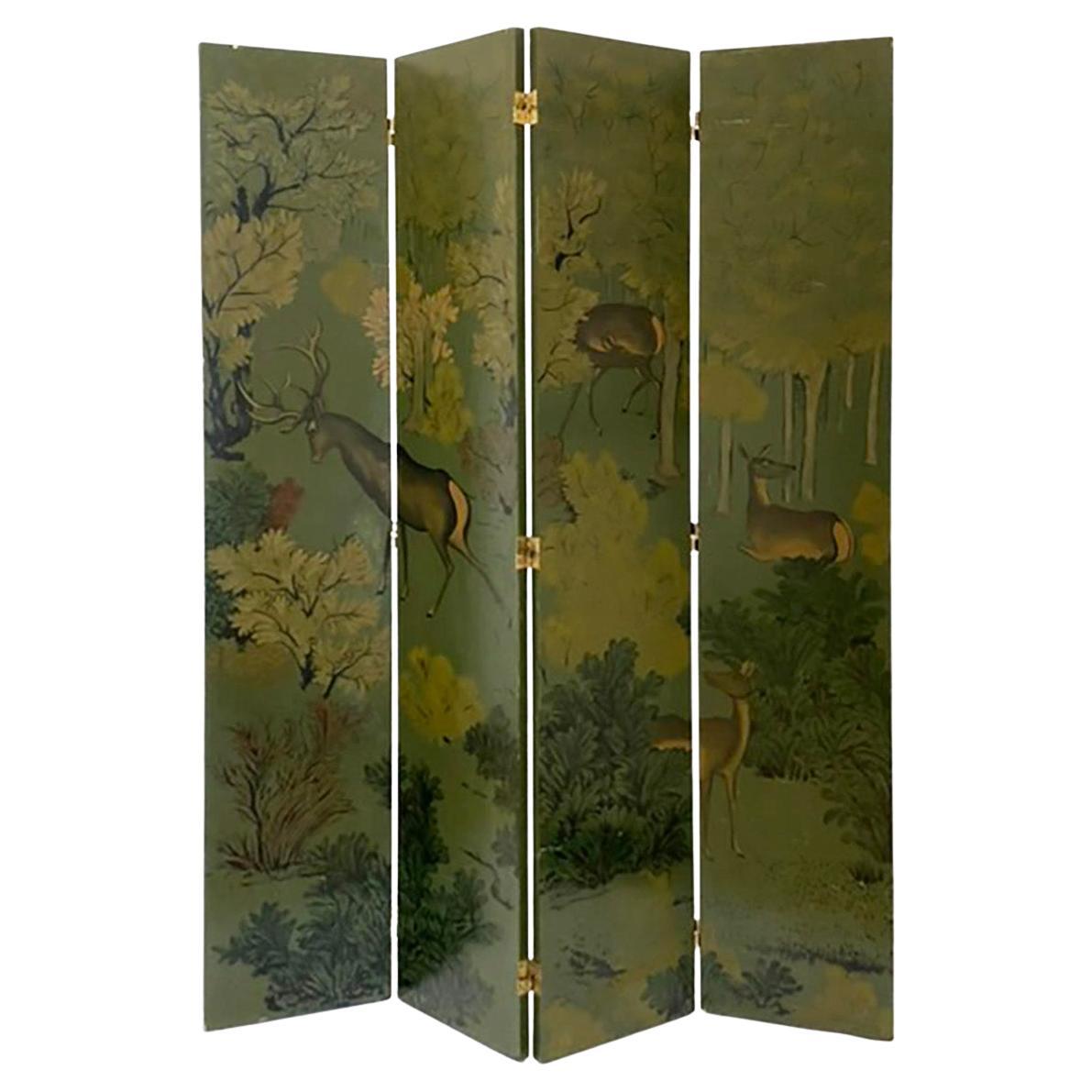 Séparateur de pièce à trois panneaux peint à la main et représentant un faune floral par ROOMS Italie en vente