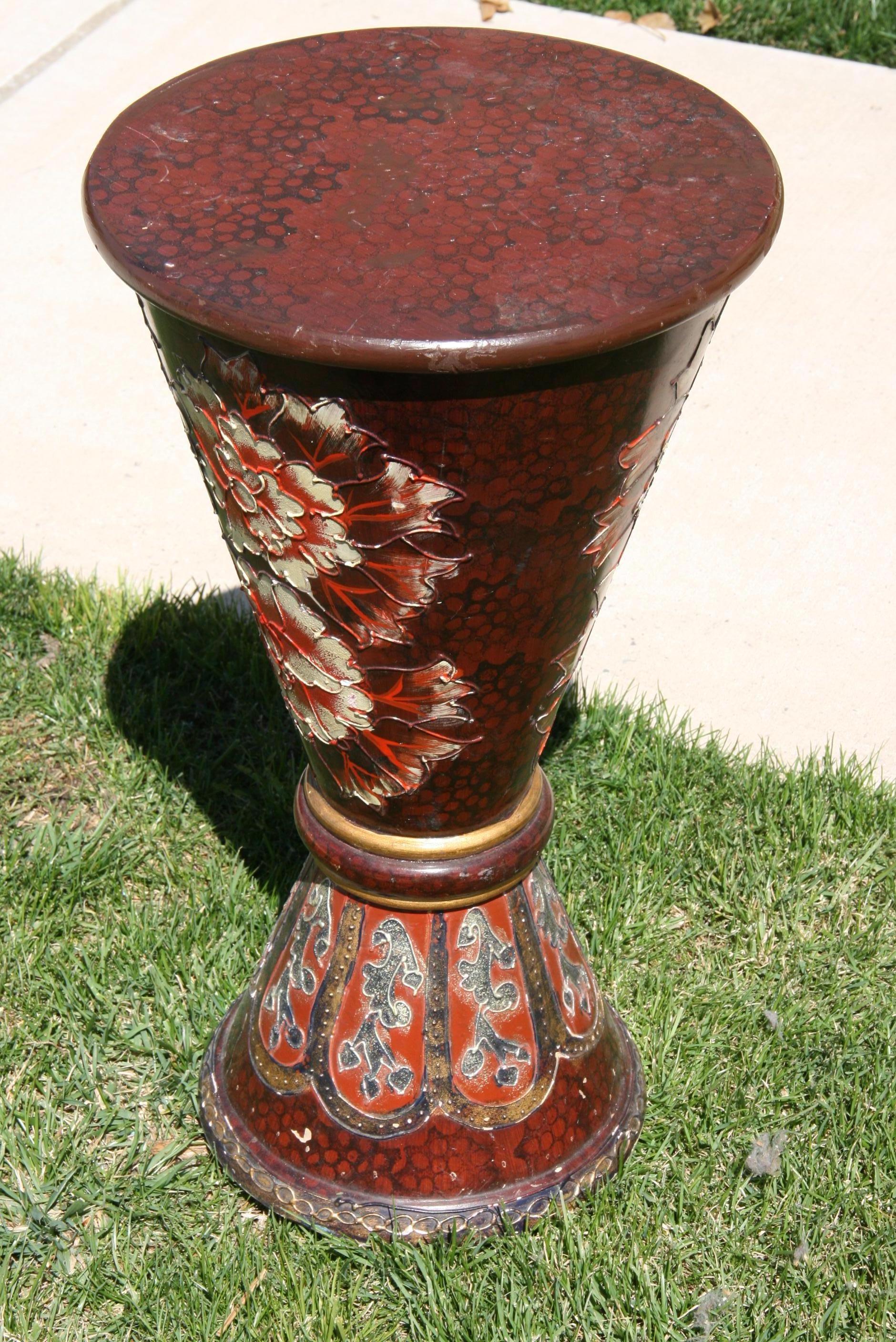 Hand Painted Floral Garden Plant Stand/Pedestal/Drink Side Table For Sale 2