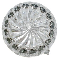 Hand Painted Floral Ice Glass Ice Bucket or Champagne Cooler in Pink and Green