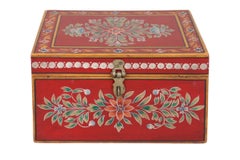 Hand Painted Floral Red Trinket Box