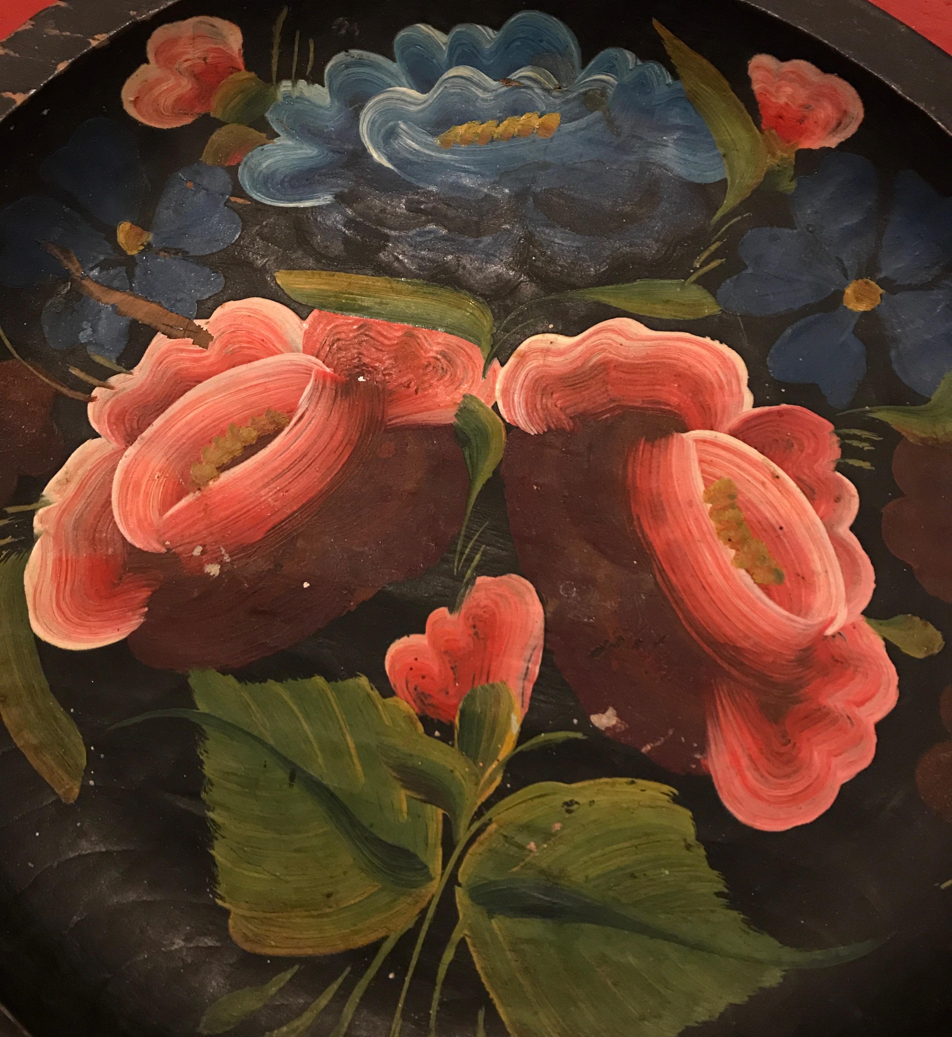 20th Century Hand Painted Flower Mexican Bowl Medium For Sale