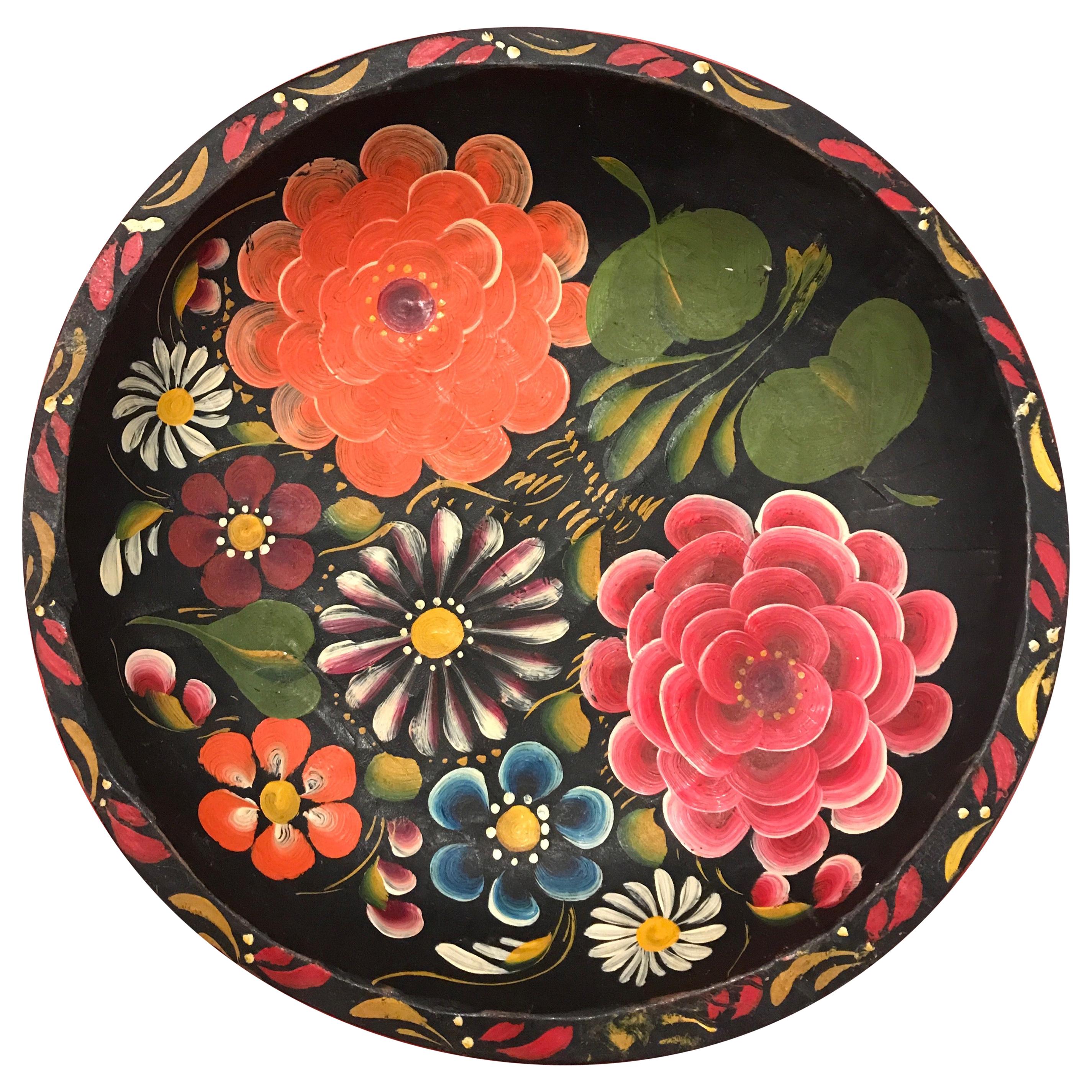Hand Painted Flower Mexican Bowl Medium