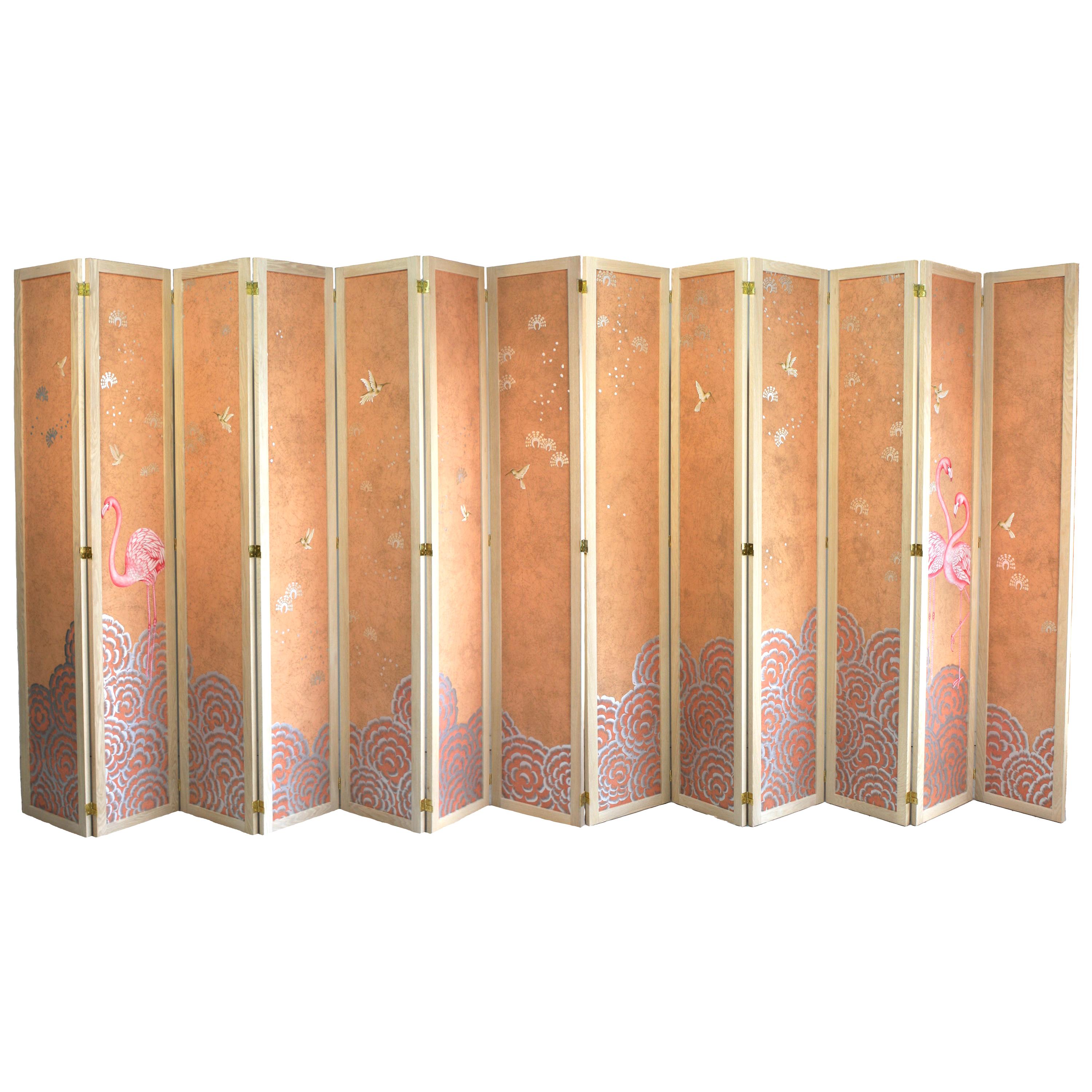 Hand Painted Folding Panel Screen