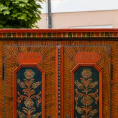 Hand-Painted Folk Armoire, Southern Germany, Dated 1824 and Monogrammed AMW