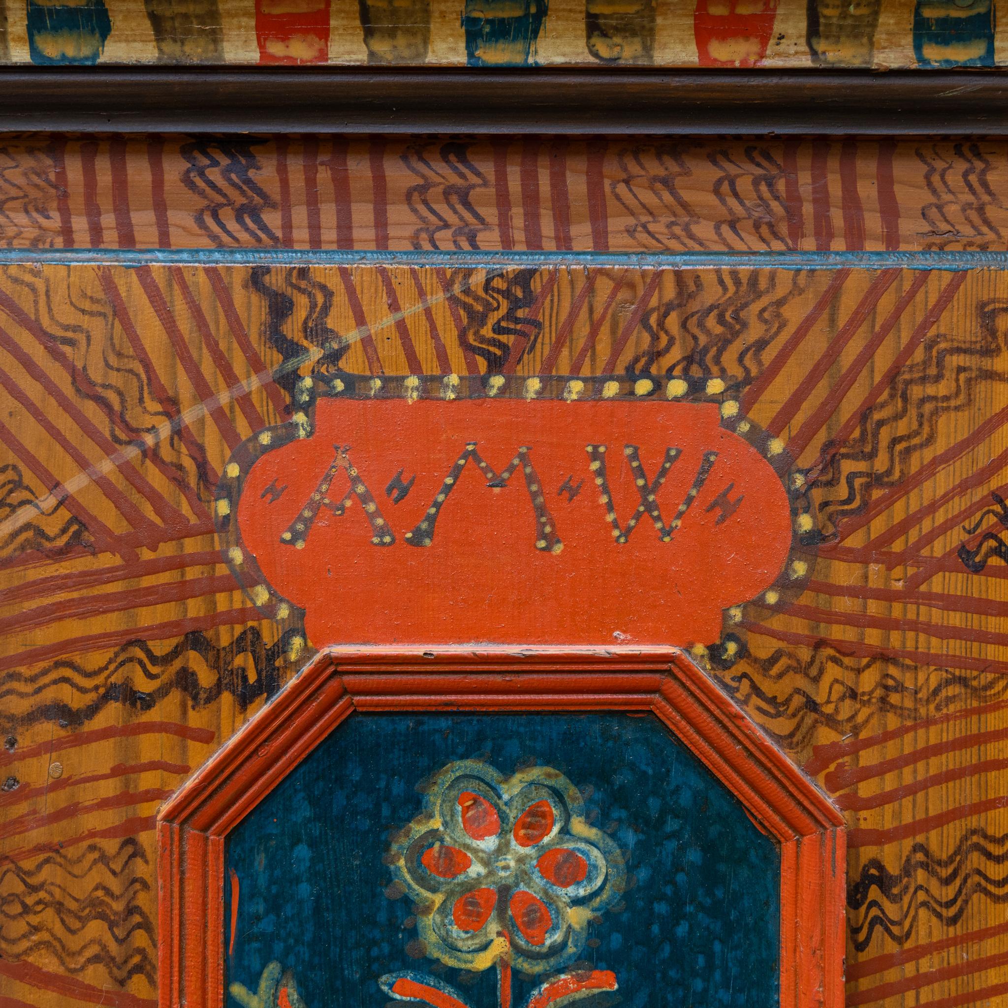 Armoire popolare dipinto a mano, Germania meridionale, datato 1824 e monogramma AMW in vendita 1