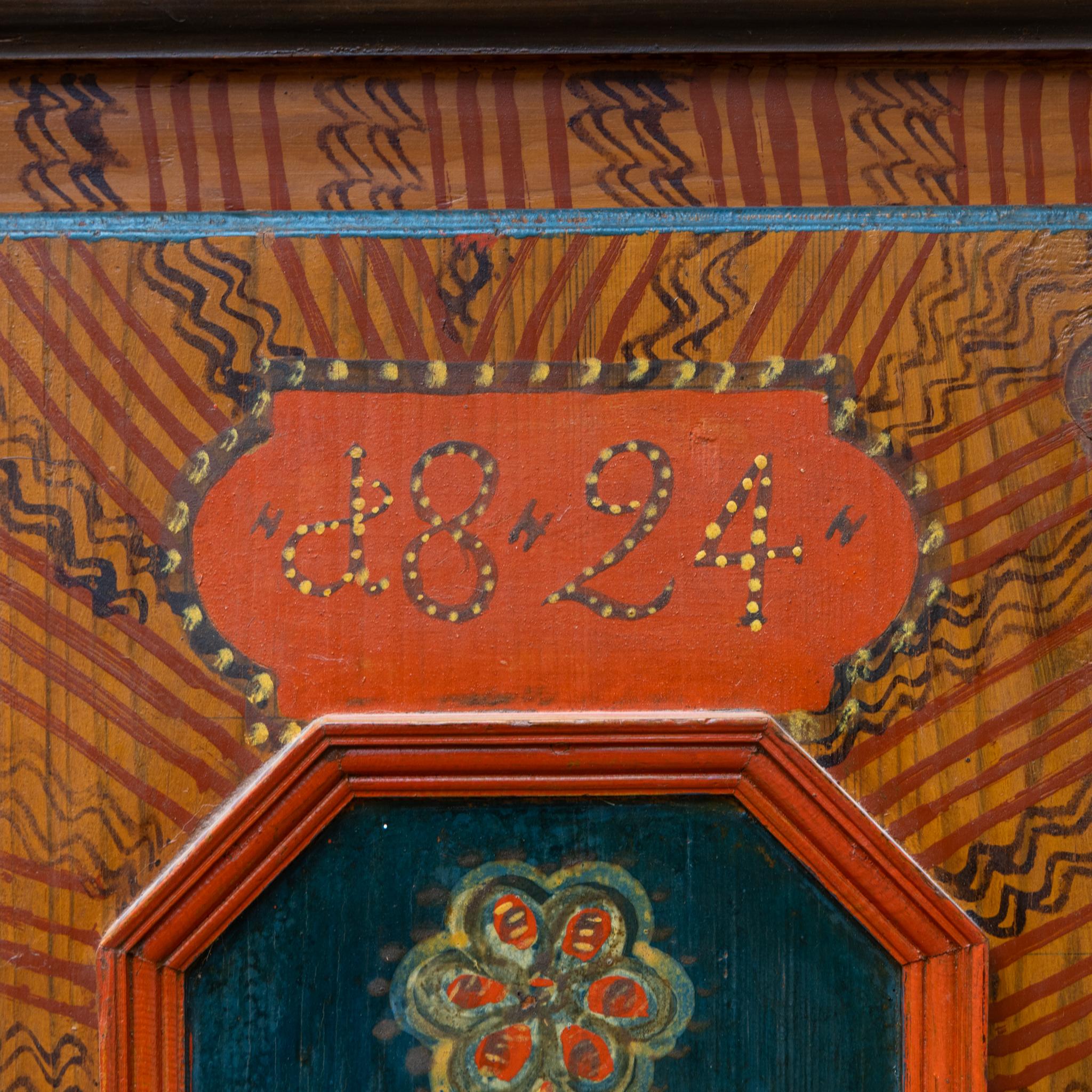 Armoire popolare dipinto a mano, Germania meridionale, datato 1824 e monogramma AMW in vendita 3
