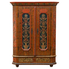 Armoire popolare dipinto a mano, Germania meridionale, datato 1824 e monogramma AMW