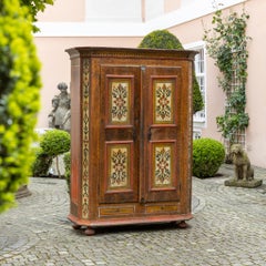 Hand-Painted Folk Armoire, Southern Germany, Second Half of the 19th Century