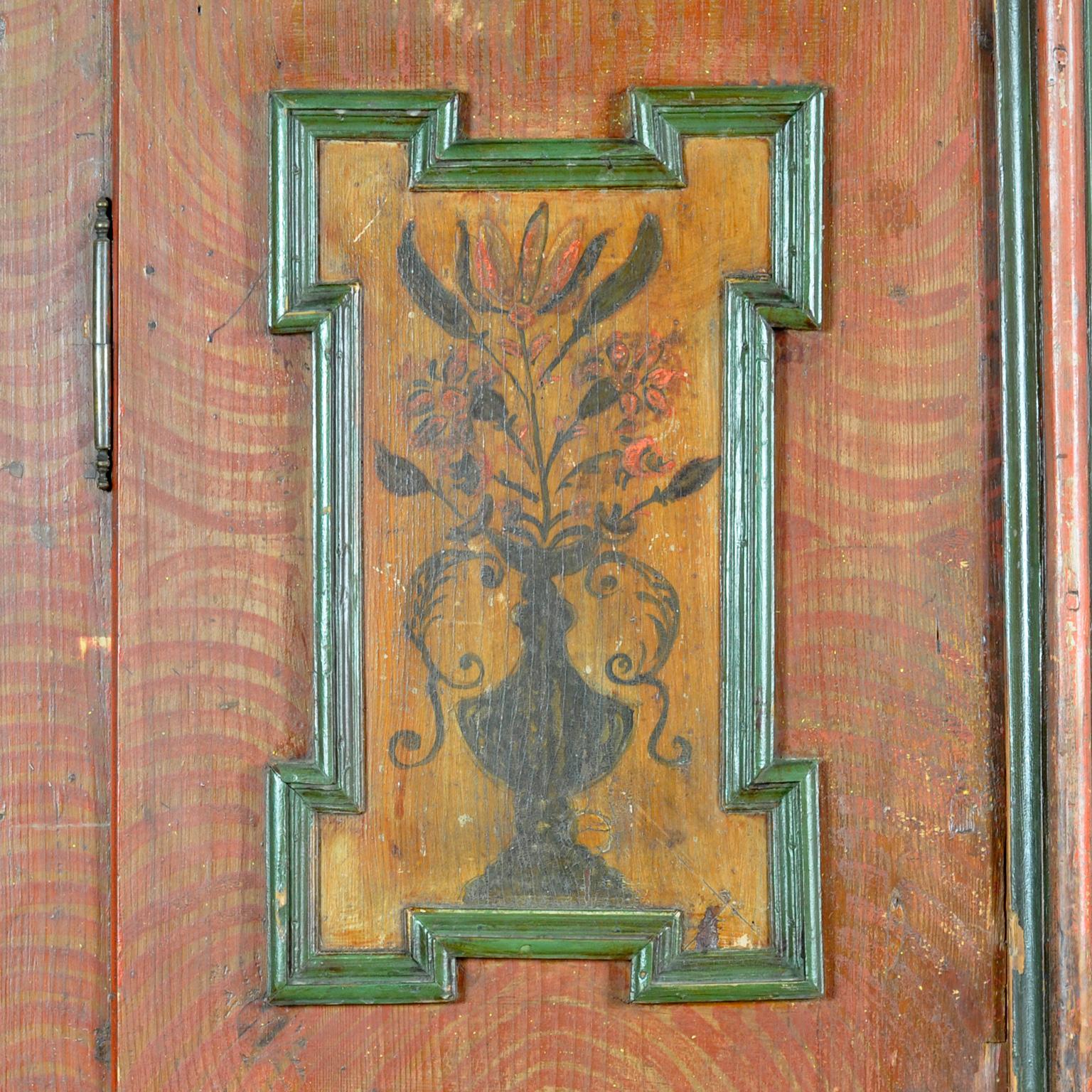 Armoire/meuble de mariage d'art populaire peint à la main, Allemagne du Sud, daté de 1807 en vente 2
