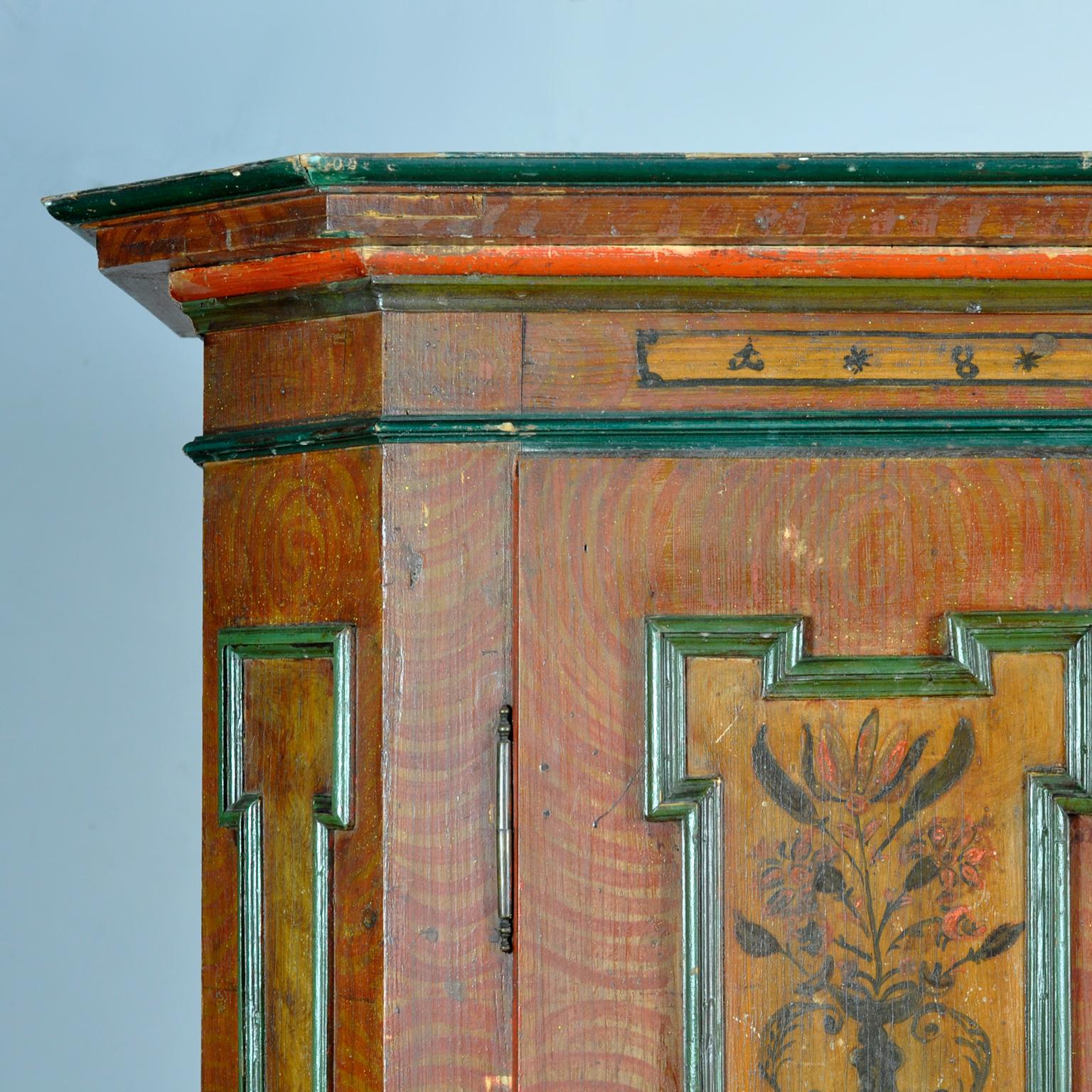 Armoire/meuble de mariage d'art populaire peint à la main, Allemagne du Sud, daté de 1807 en vente 3