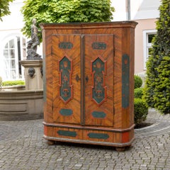 Hand-Painted Folk Art Armoire, Southern Germany, Dated 1877 and Monogrammed EMM