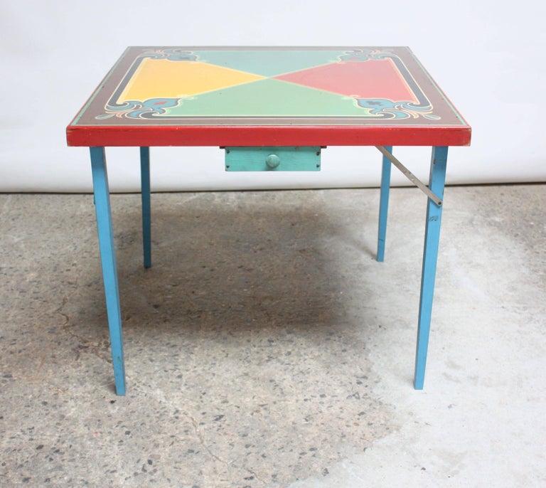 HandPainted Folk Art Card Table at 1stDibs
