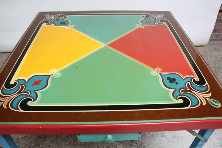 HandPainted Folk Art Card Table at 1stDibs