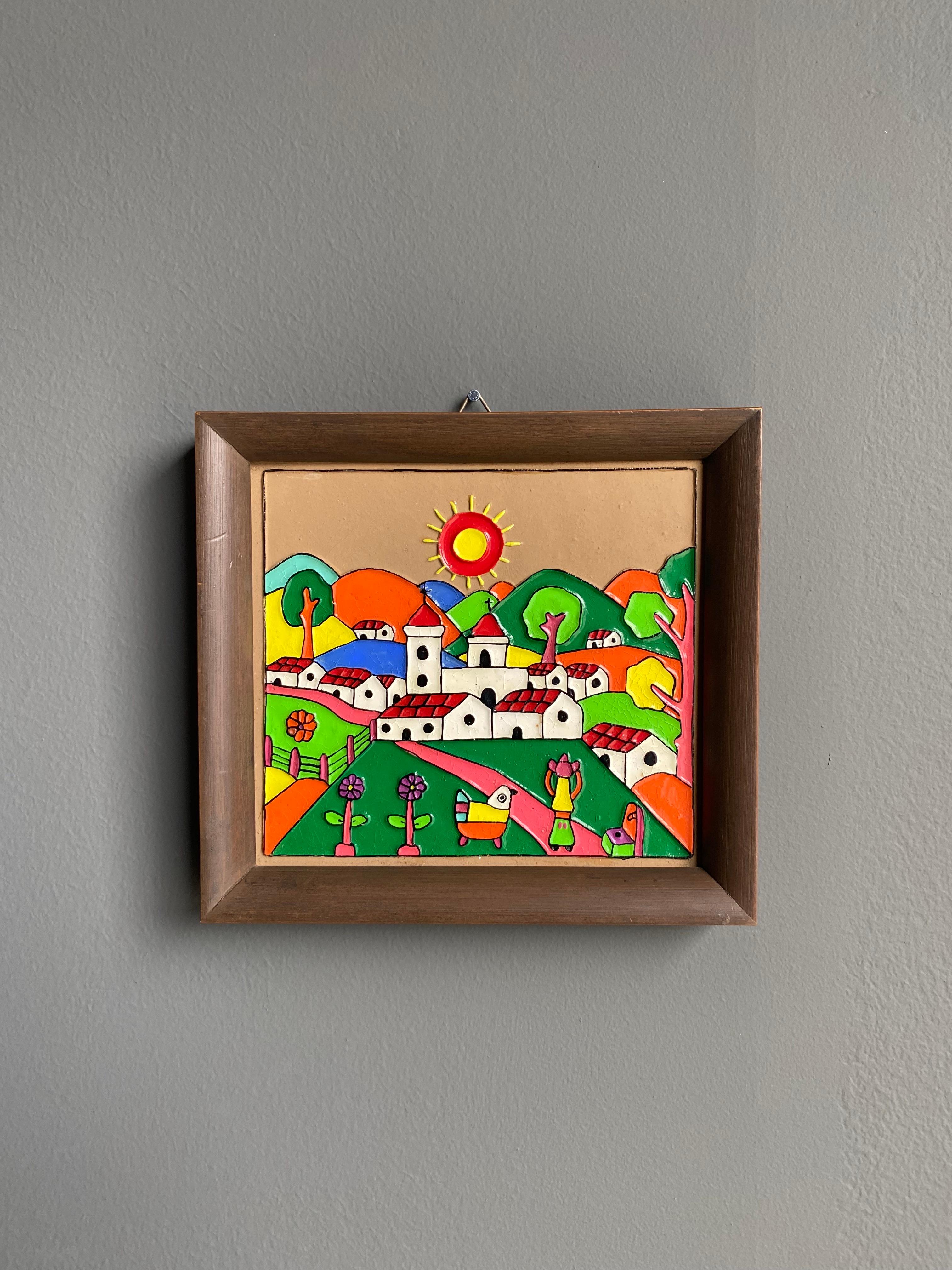 South American Hand Painted Folk Art, La Palma Salvador