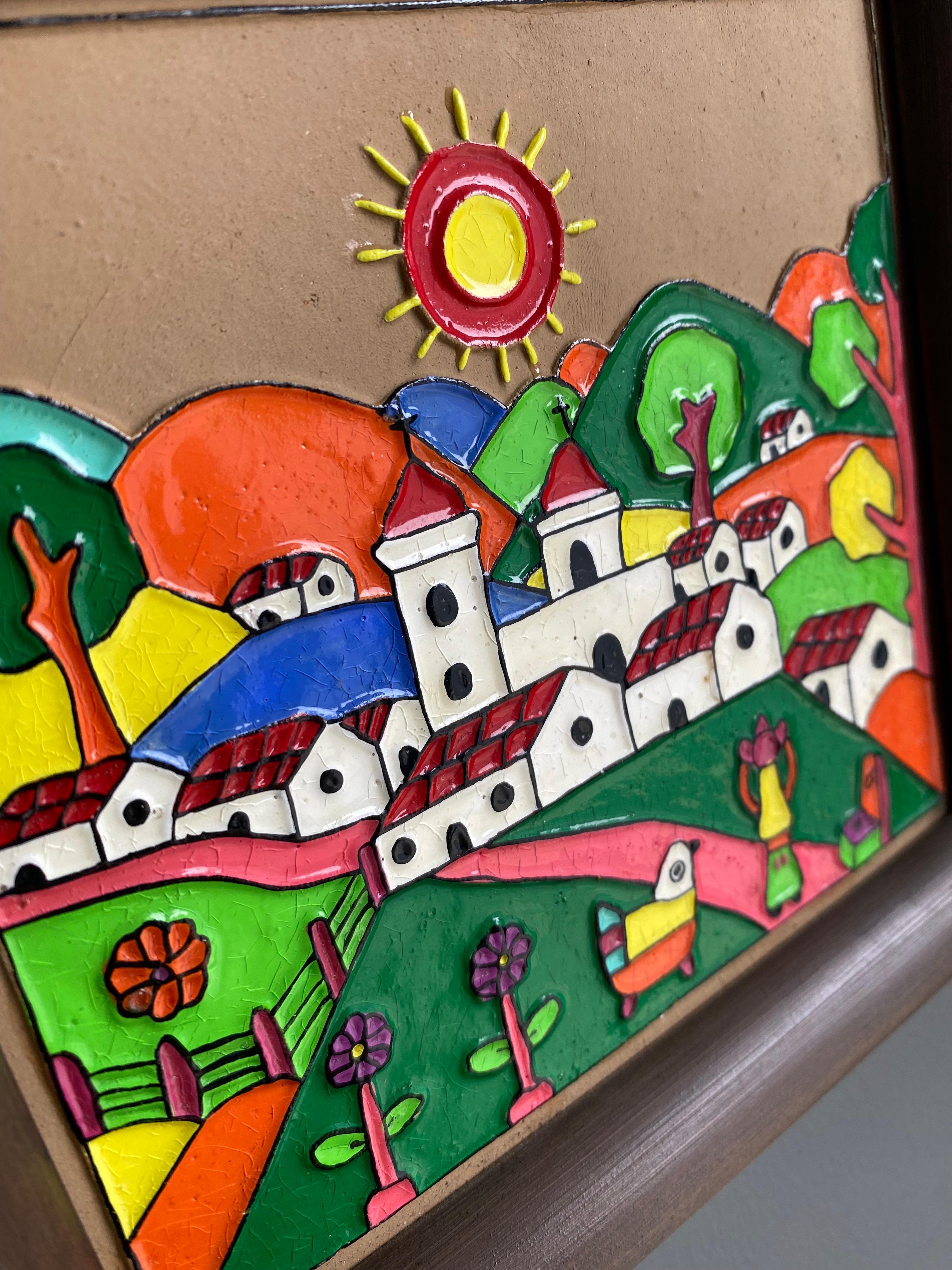 Hand Painted Folk Art, La Palma Salvador In Fair Condition In San Juan Capistrano, CA