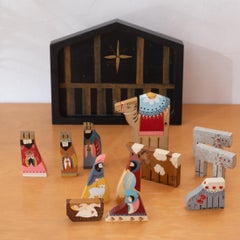 Hand Painted Folk Art Nativity Scene Puzzle Sculpture