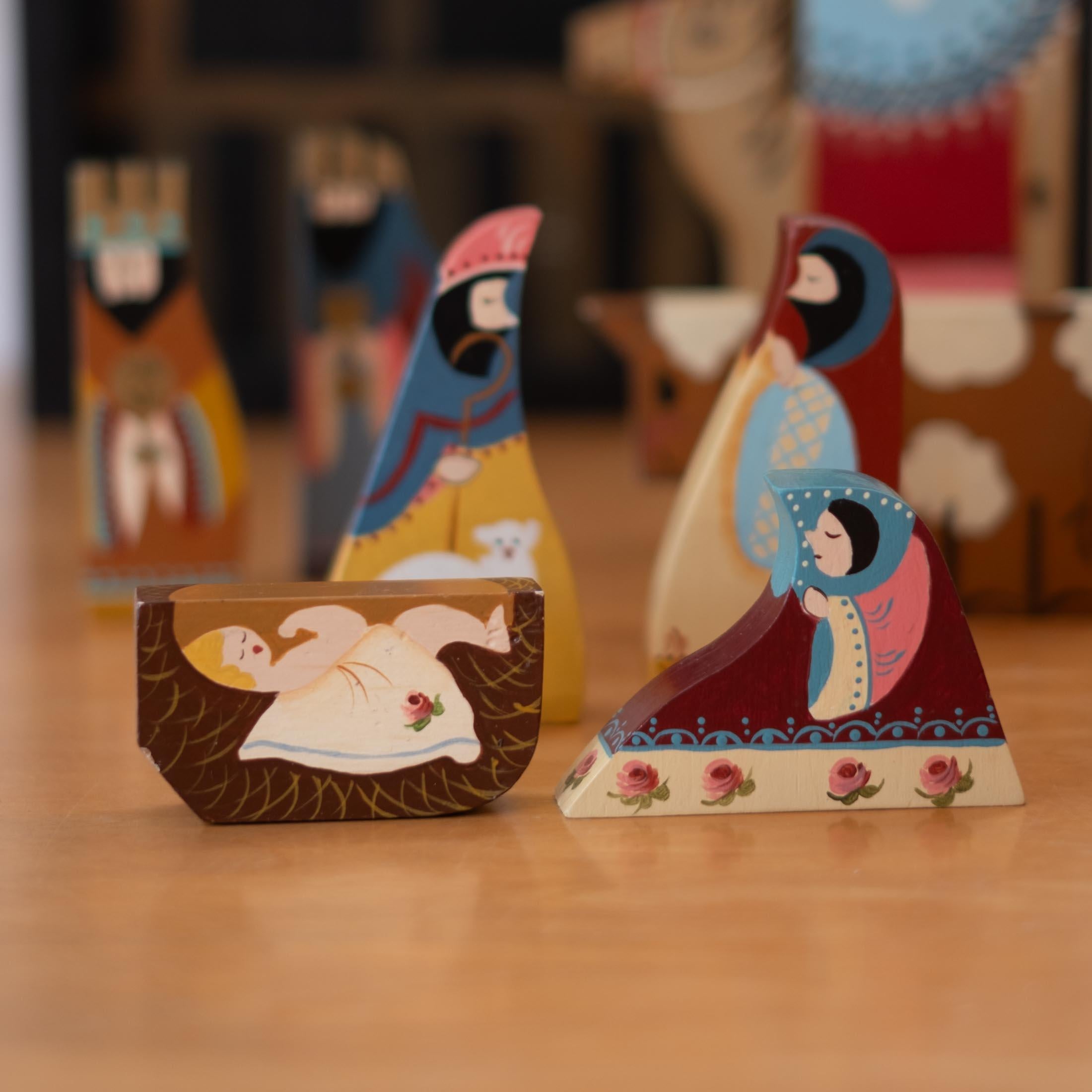 Sculpture de crèche peinte à la main et de style folklorique en vente 1